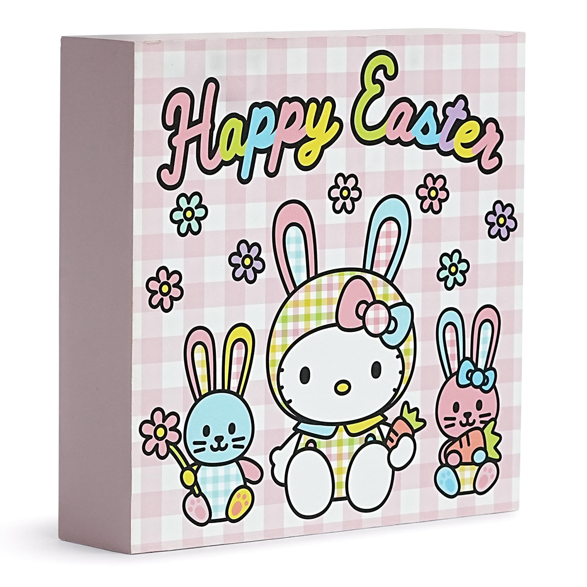 Sanrio Hello Kitty "Happy Easter" 6 x 6 Inch Wood Box Sign