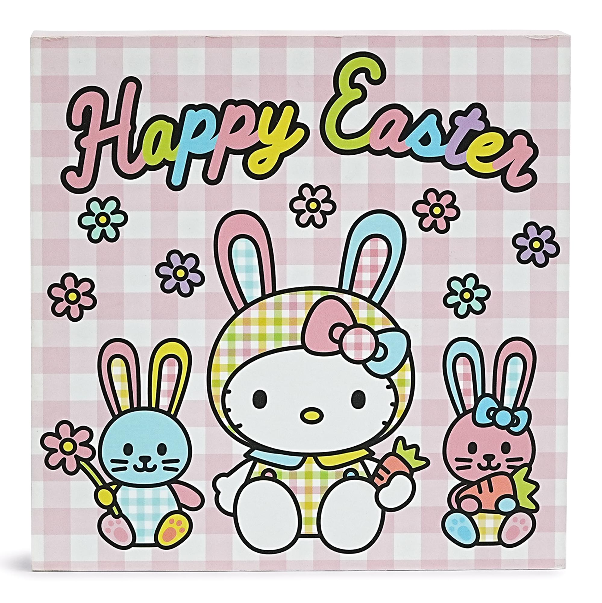 Sanrio Hello Kitty "Happy Easter" 6 x 6 Inch Wood Box Sign