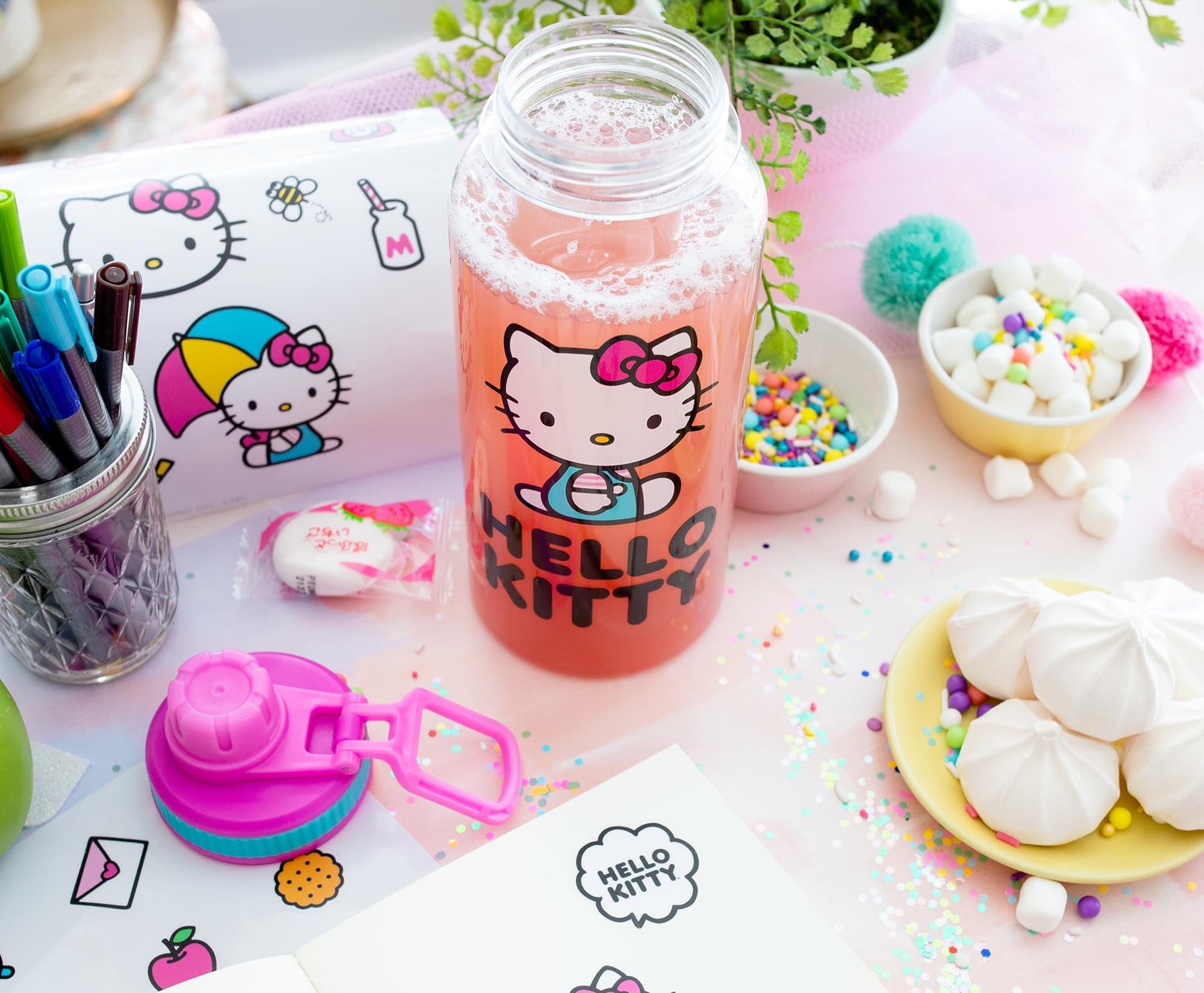 Sanrio Hello Kitty Icons 32-Ounce Water Bottle and Sticker Set