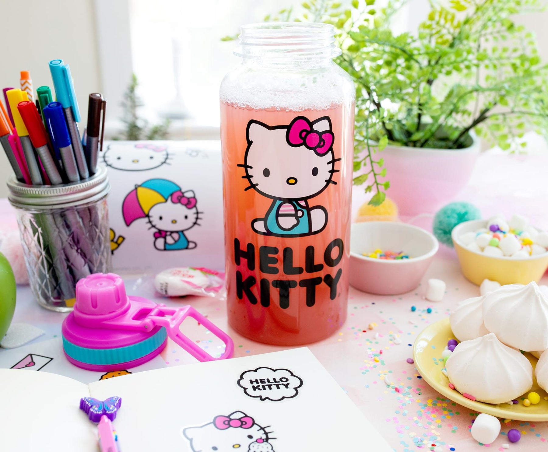 Sanrio Hello Kitty Icons 32-Ounce Water Bottle and Sticker Set