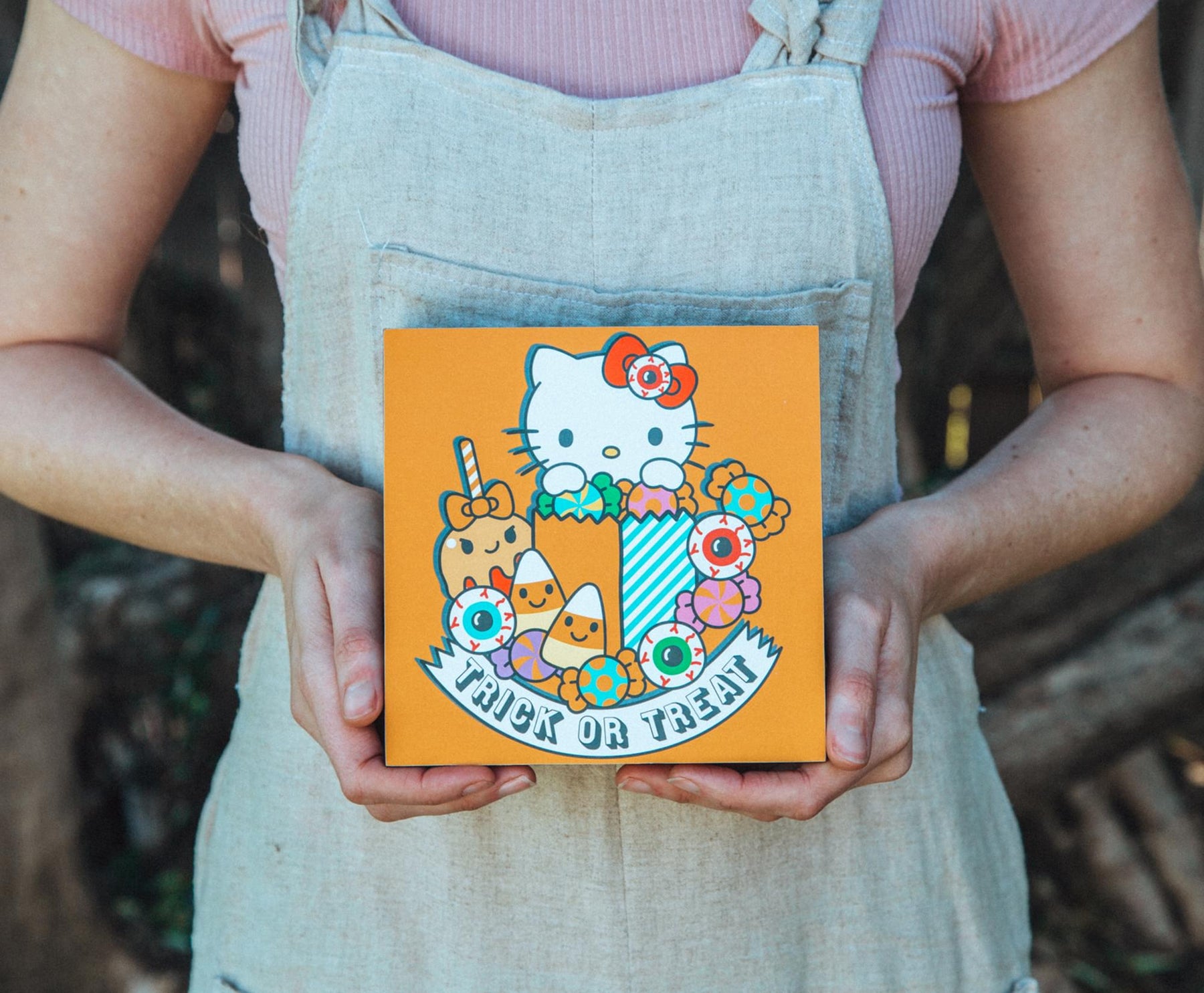 Sanrio Hello Kitty "Trick Or Treat" Wooden Box Sign | 6 x 6 Inches