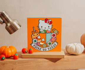 Sanrio Hello Kitty "Trick Or Treat" Wooden Box Sign | 6 x 6 Inches