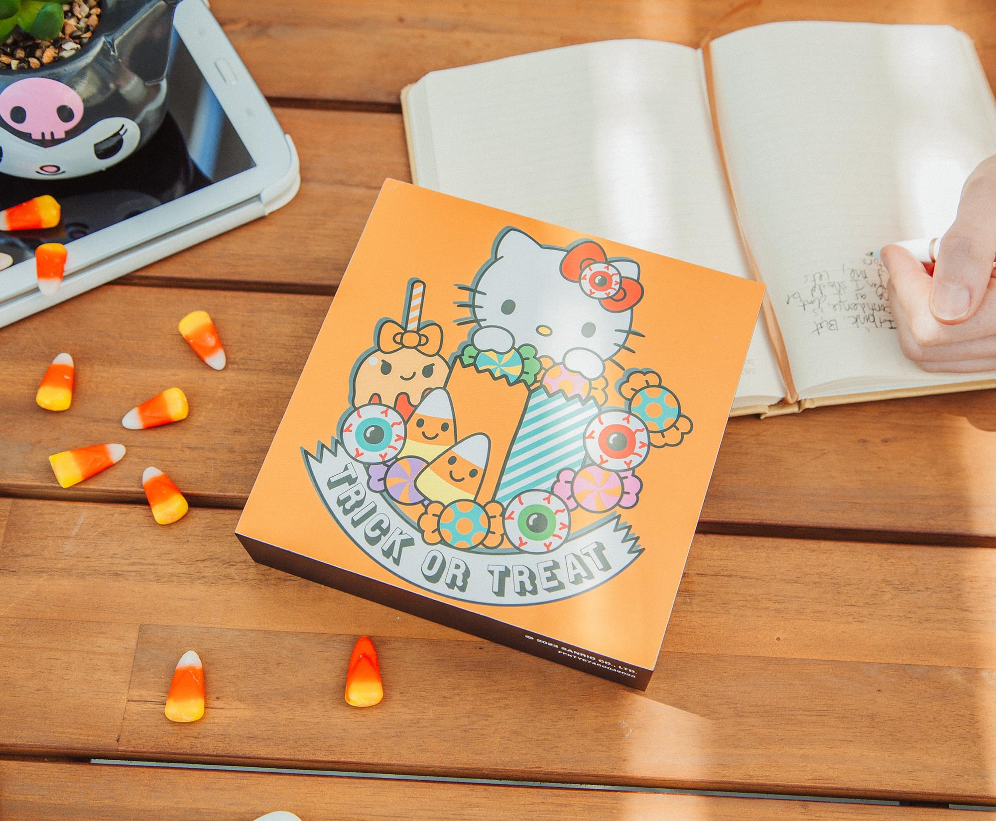 Sanrio Hello Kitty "Trick Or Treat" Wooden Box Sign | 6 x 6 Inches