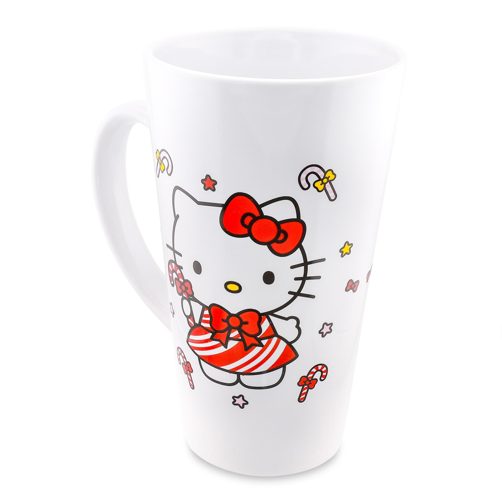 Sanrio Hello Kitty Holiday Candy Cane Ceramic Tall Latte Mug | Holds 16 Ounces