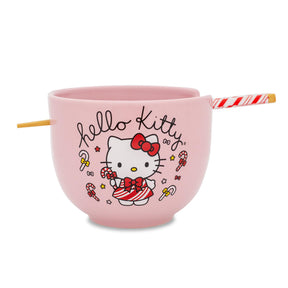 Sanrio Hello Kitty Holiday 20-Ounce Ceramic Ramen Bowl and Chopstick Set