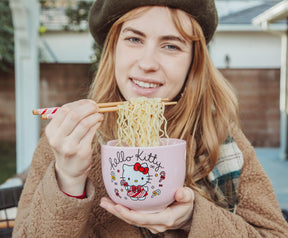 Sanrio Hello Kitty Holiday 20-Ounce Ceramic Ramen Bowl and Chopstick Set