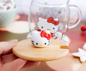 Sanrio Hello Kitty Holiday 17-Ounce Glass Coffee Mug With Lid and Spoon