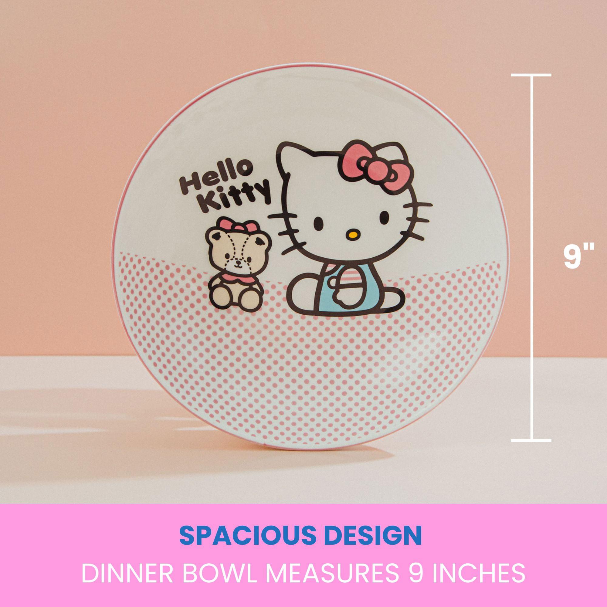 Sanrio Hello Kitty Pink Dots 9-Inch Ceramic Coupe Dinner Bowl
