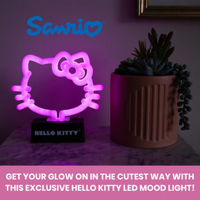 Hello Kitty Face and Bow 6.5 -Inch LED Neon Mood Light