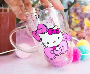 Sanrio Hello Kitty Bows and Stars Confetti Glass Mug | Holds 15 Ounces