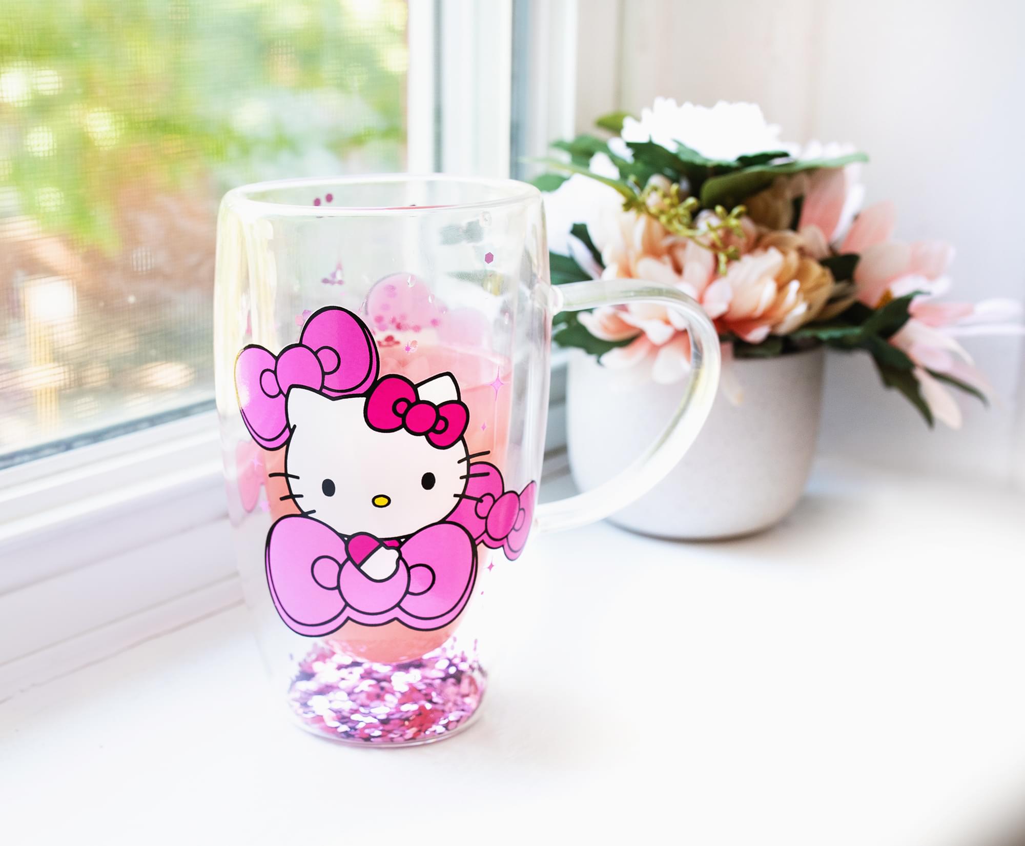 Sanrio Hello Kitty Bows and Stars Confetti Glass Mug | Holds 15 Ounces