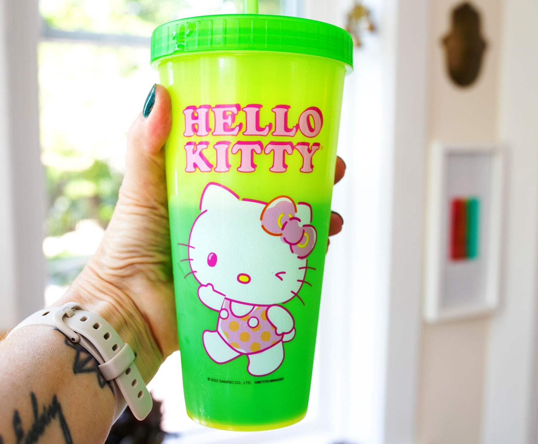 Sanrio Hello Kitty Garden Doodle Color-Changing Plastic Tumbler Cups | Set of 4