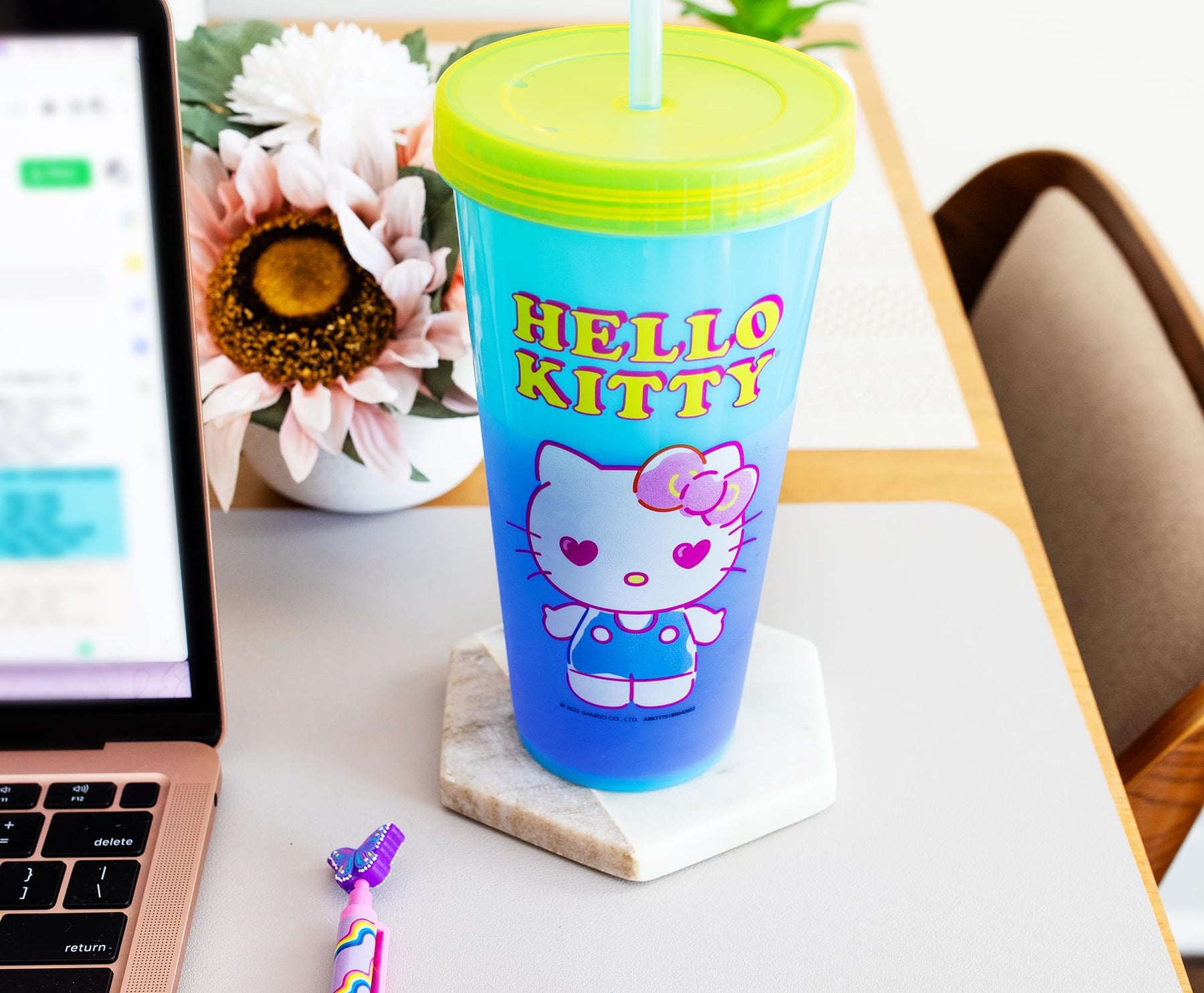 Sanrio Hello Kitty Garden Doodle Color-Changing Plastic Tumbler Cups | Set of 4