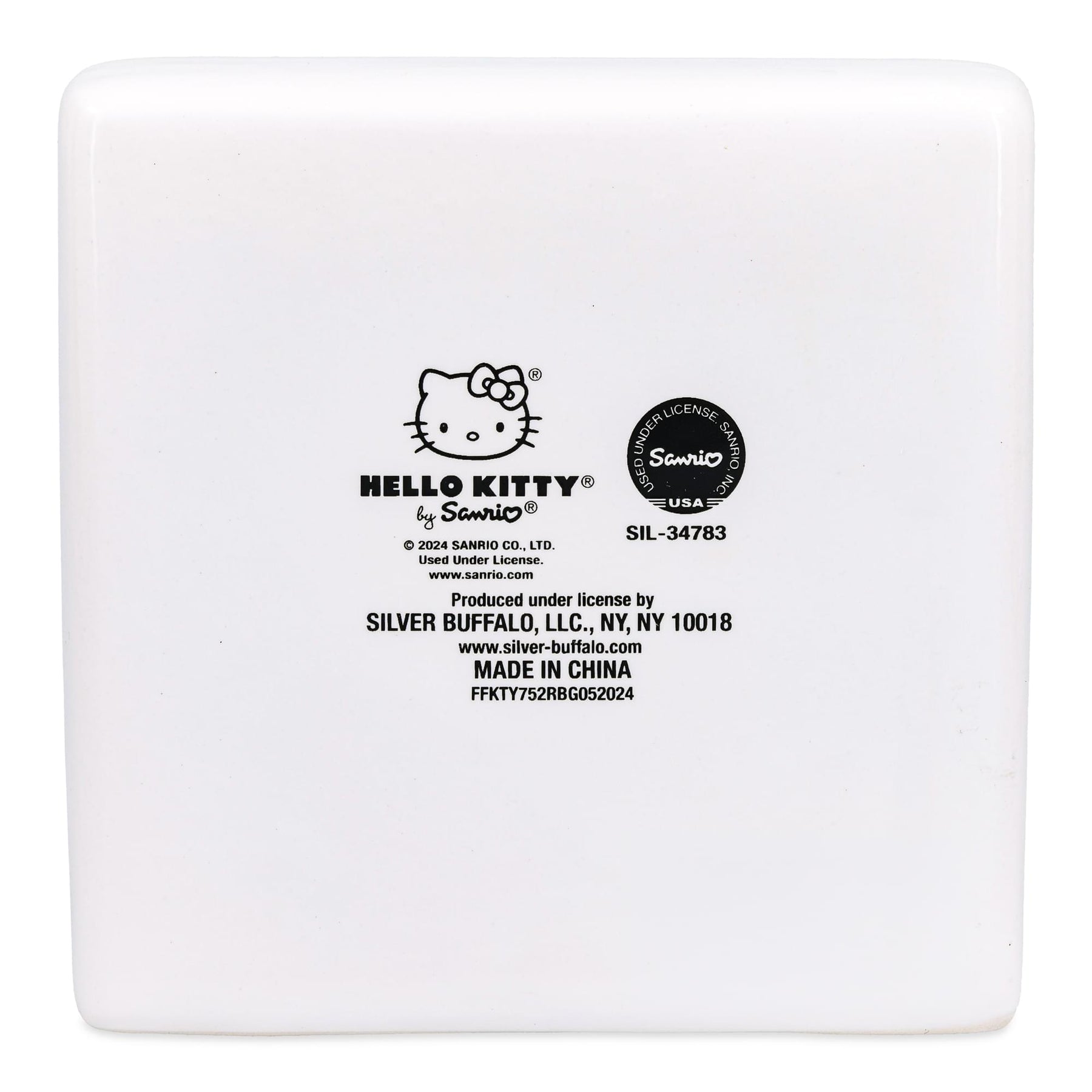 Sanrio Hello Kitty Wink Pink Glitter Ceramic Box Sign | 5 x 5 Inches