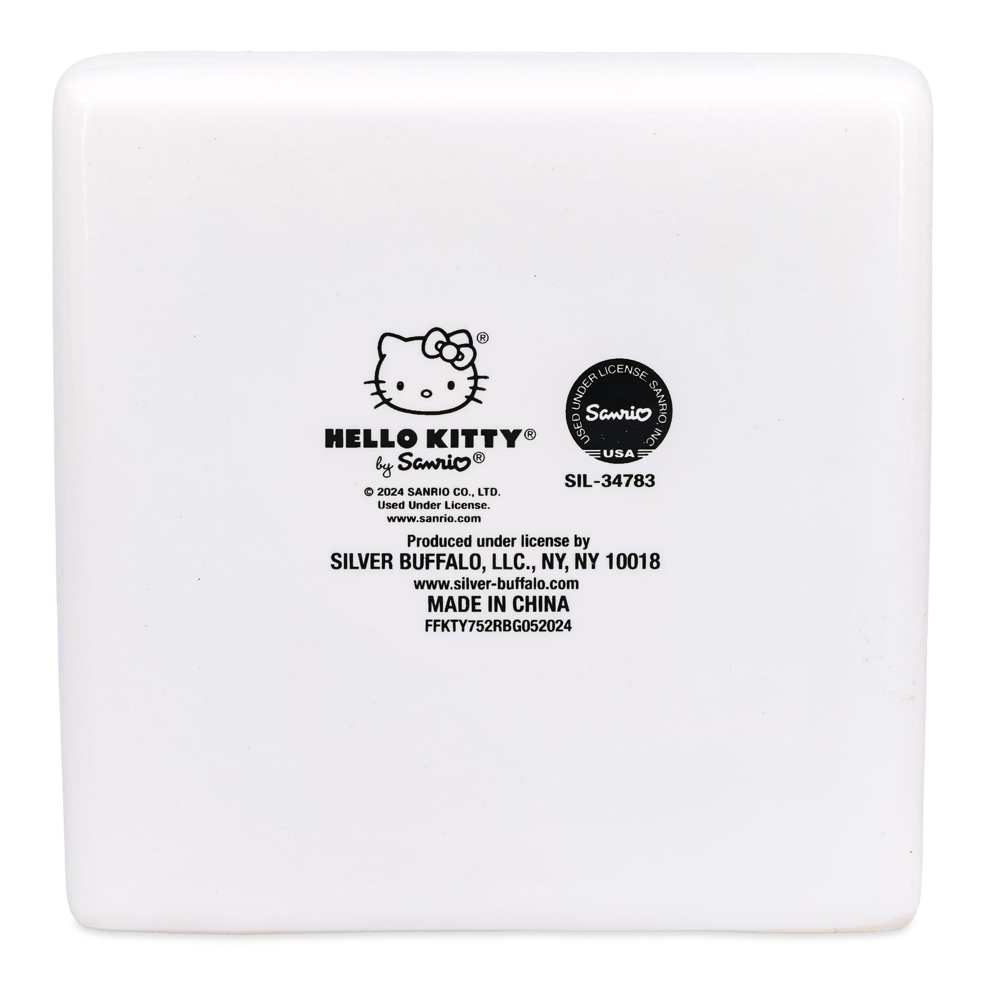Sanrio Hello Kitty Wink Pink Glitter Ceramic Box Sign | 5 x 5 Inches