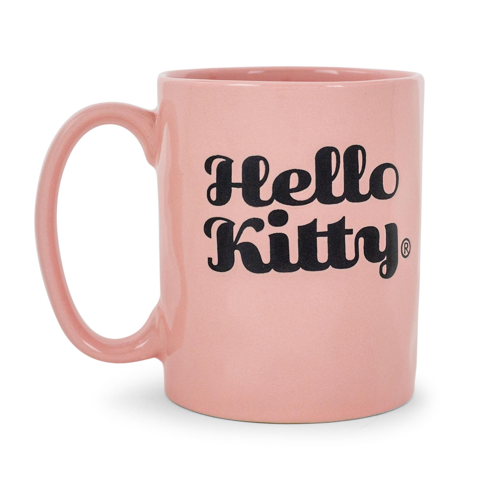 Sanrio Hello Kitty Flower Badge Wax Resist Ceramic Pottery Mug | Holds 18 Ounces