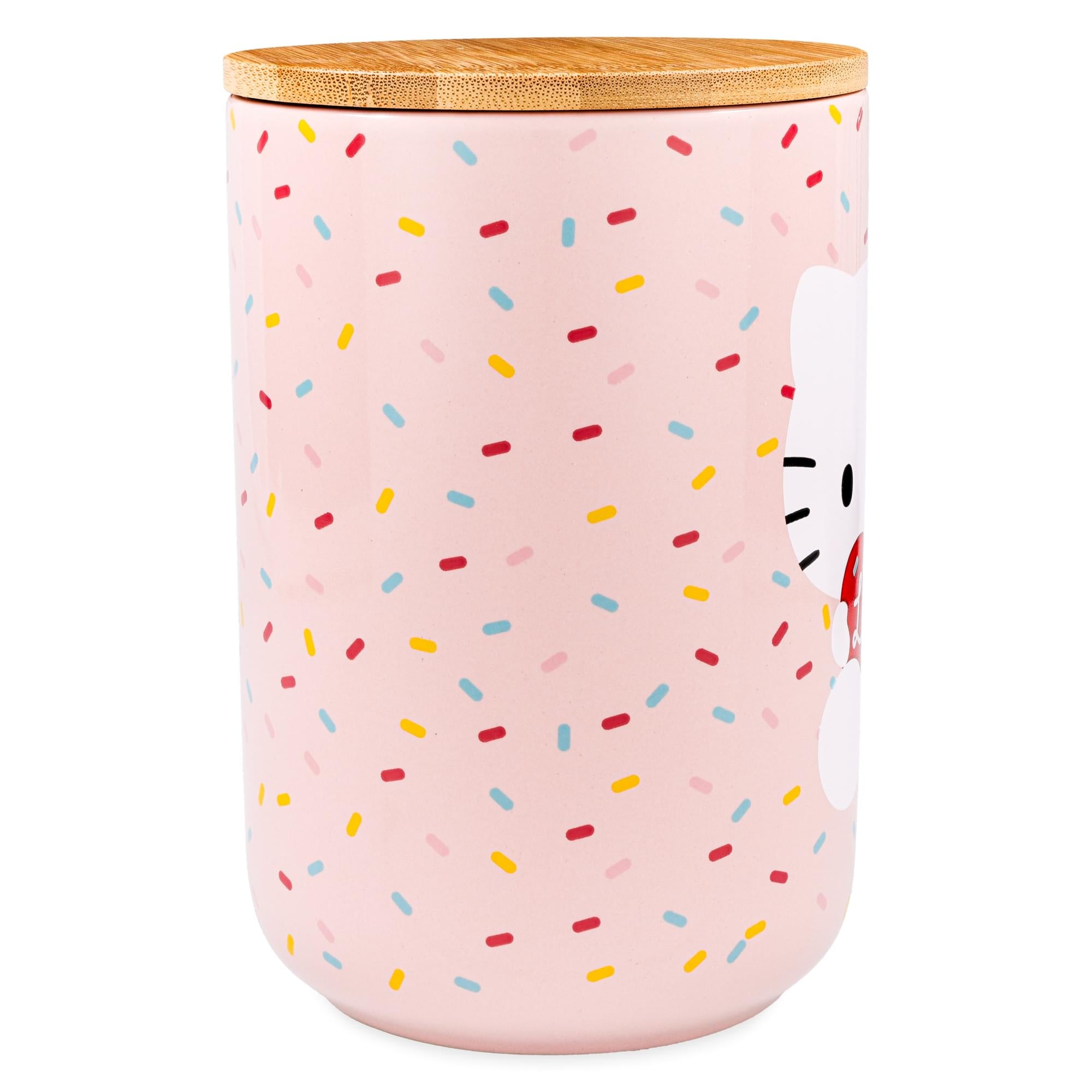 Sanrio Hello Kitty Love Heart 6.5-Inch Ceramic Snack Jar With Bamboo Lid