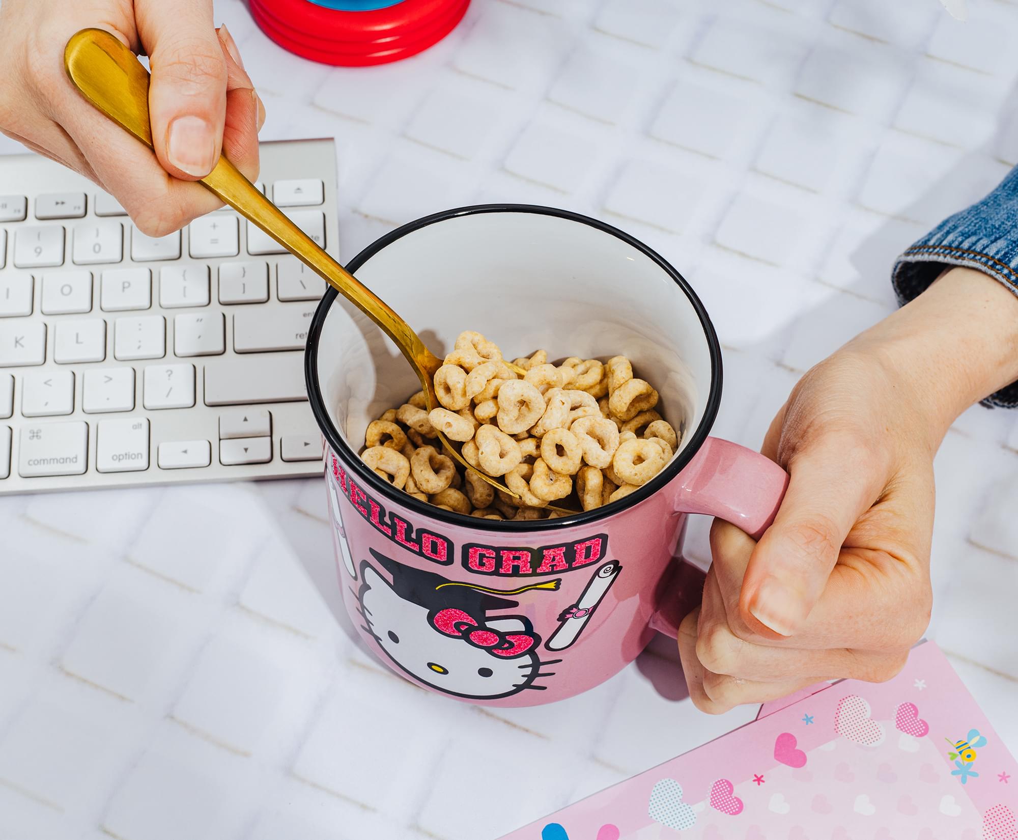 Sanrio Hello Kitty "Hello Grad" Ceramic Glitter Camper Mug | Holds 20 Ounces