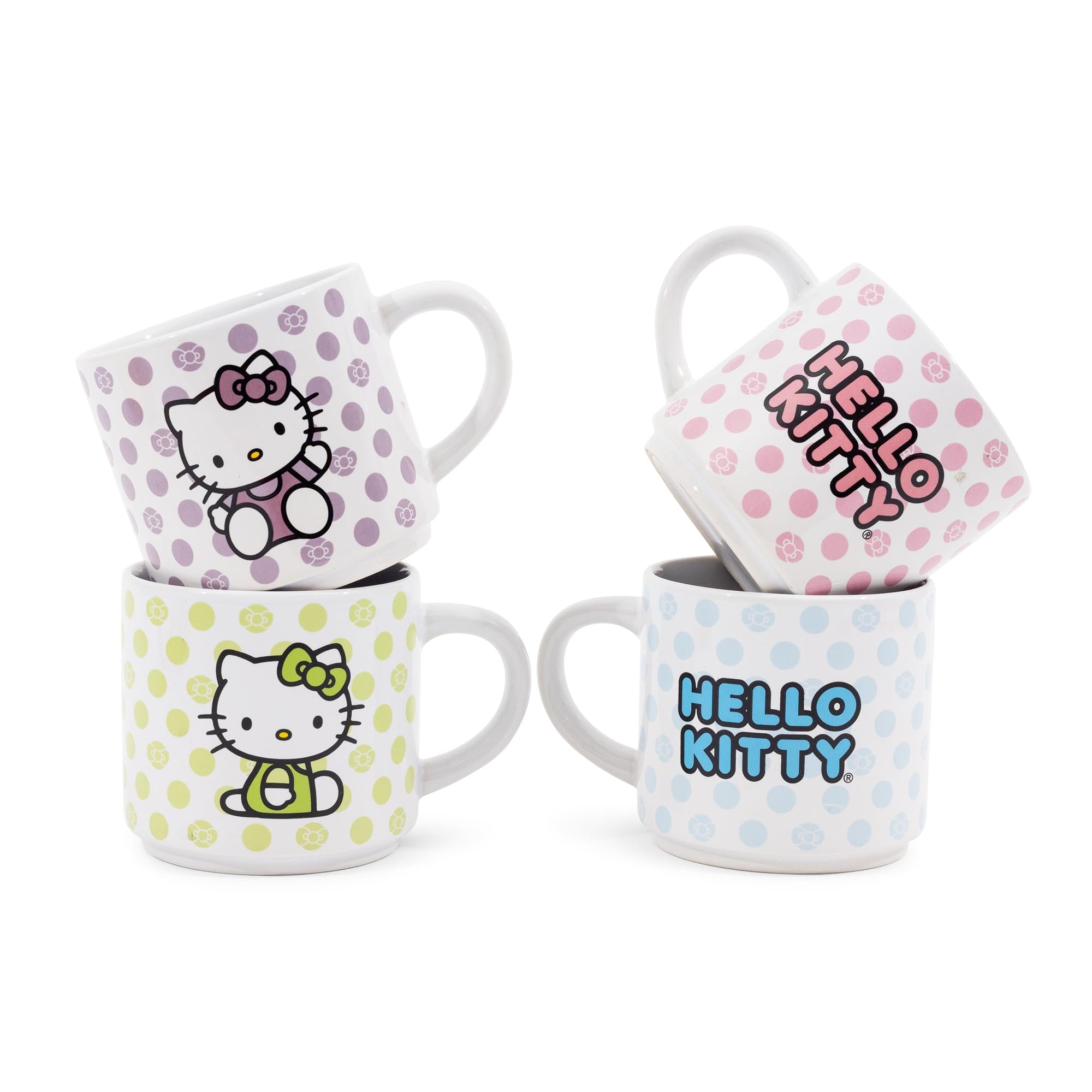 Sanrio Hello Kitty 4-Piece Stacking Mug Set With Wire Rack | Each Hold 10 Ounces