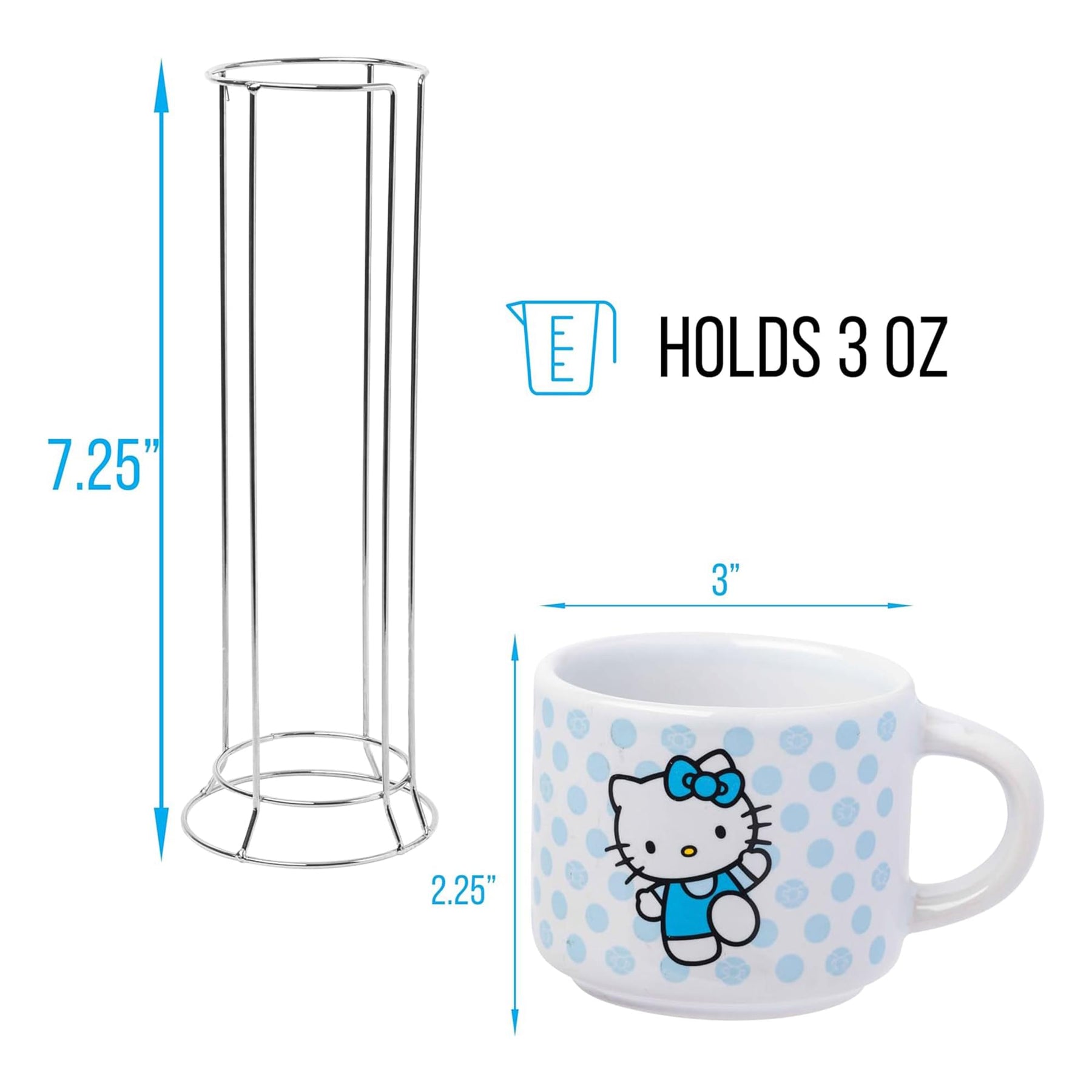 Sanrio Hello Kitty Polka Dots 3oz Stackable Mug Set of 4