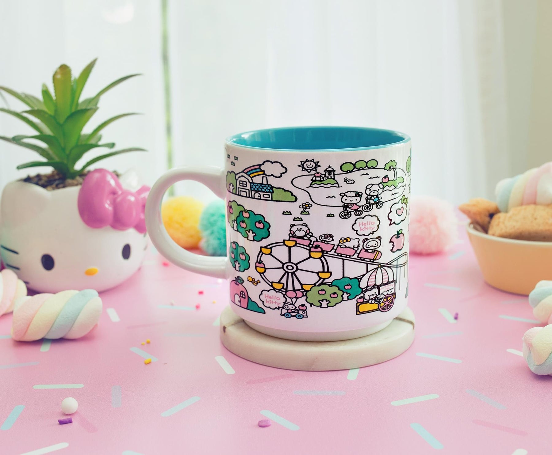 Sanrio Hello Kitty Pink Map Ceramic Mug | Holds 13 Ounces