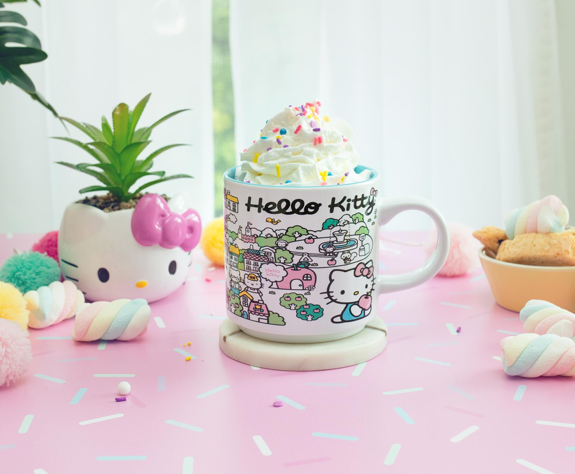 Sanrio Hello Kitty Pink Map Ceramic Mug | Holds 13 Ounces