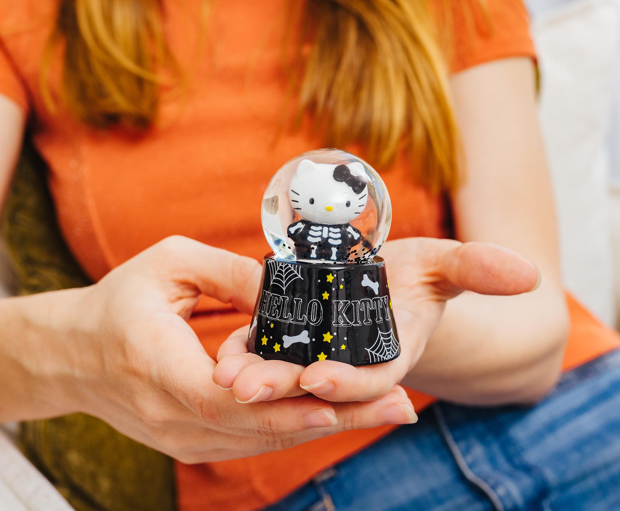 Sanrio Hello Kitty Black Skeleton Mini Light-Up Snow Globe | 3 Inches Tall