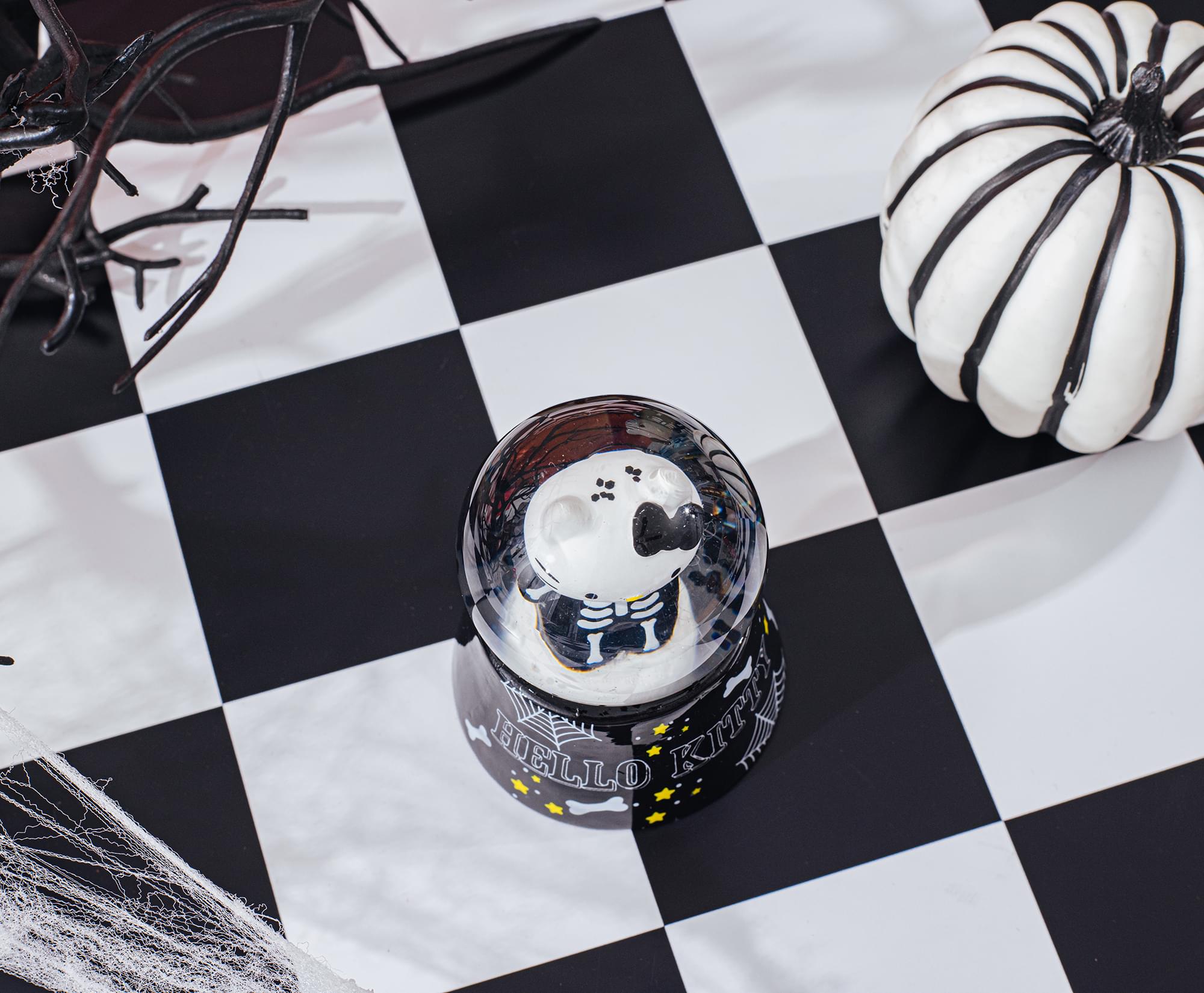 Sanrio Hello Kitty Black Skeleton Mini Light-Up Snow Globe | 3 Inches Tall