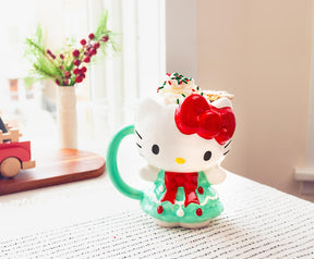 Sanrio Hello Kitty Holiday Tree Dress 3D Sculpted Ceramic Mug | Holds 20 Ounces