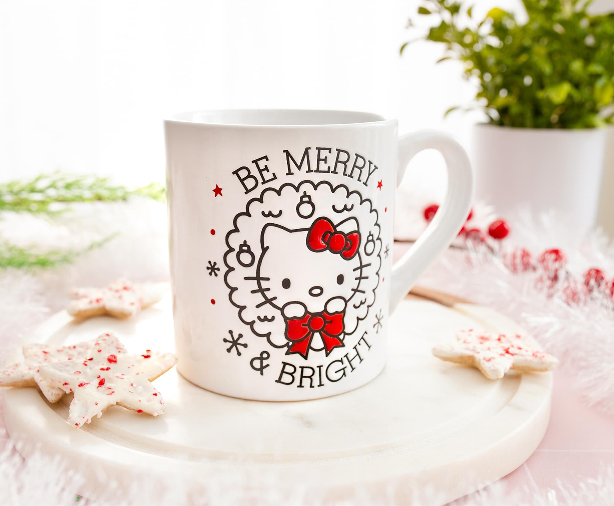 Sanrio Hello Kitty "Be Merry & Bright" Wax Resist Ceramic Mug | Holds 14 Ounces