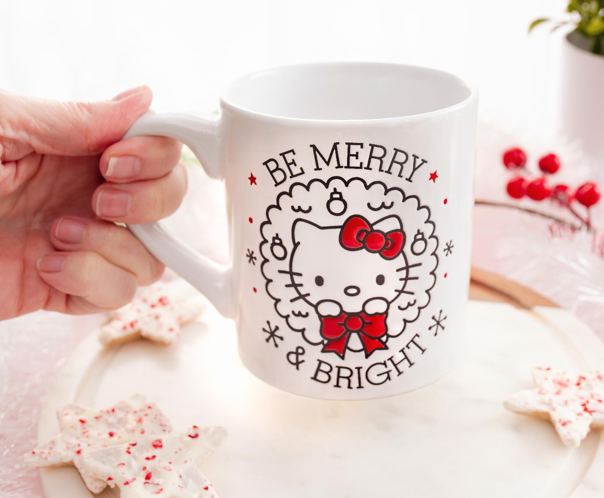 Sanrio Hello Kitty "Be Merry & Bright" Wax Resist Ceramic Mug | Holds 14 Ounces