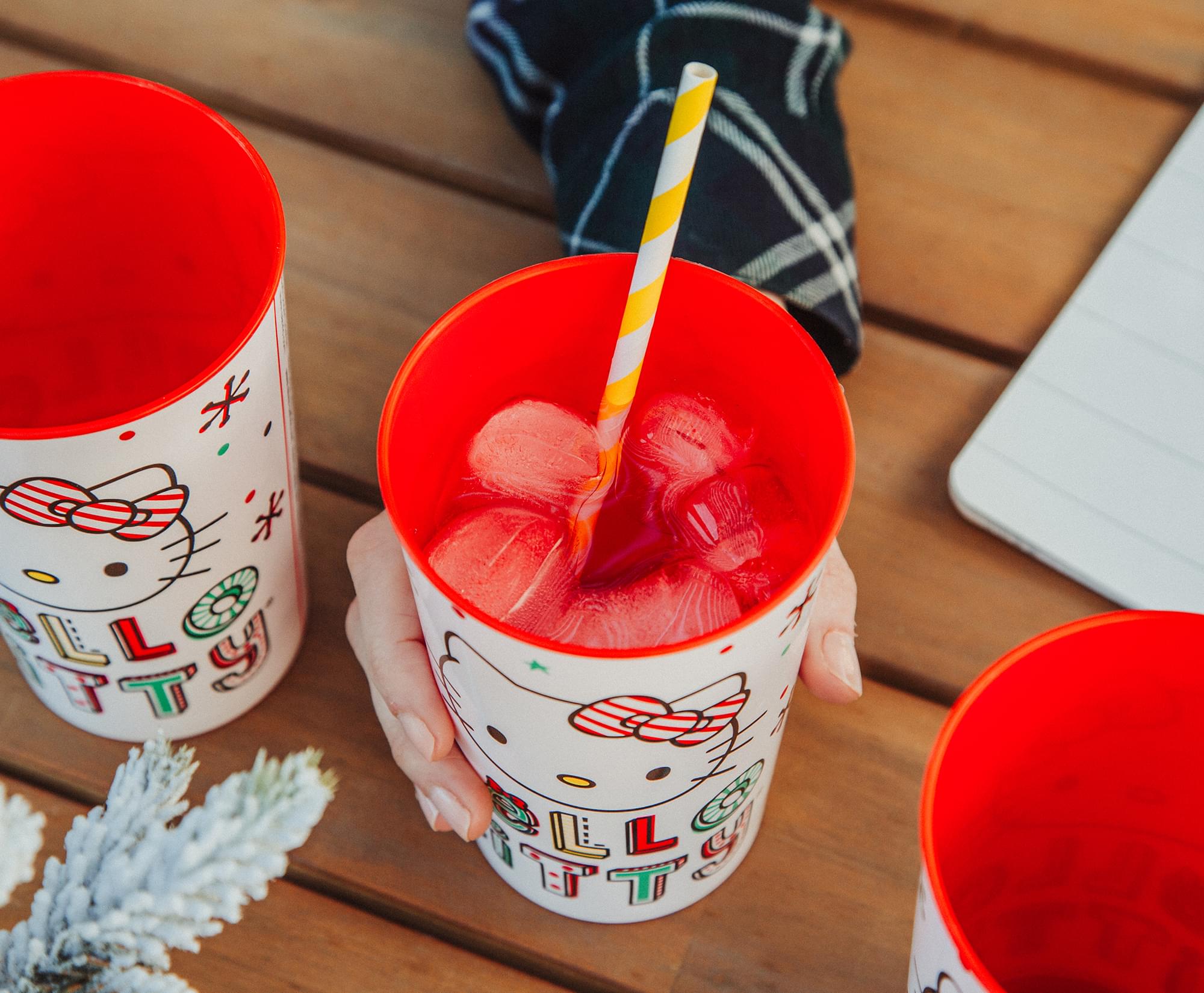 Sanrio Hello Kitty Holiday 4-Piece Plastic Cup Set | Each Holds 22 Ounces
