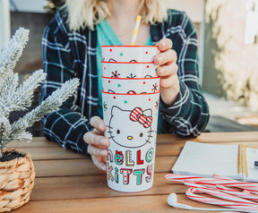 Sanrio Hello Kitty Holiday 4-Piece Plastic Cup Set | Each Holds 22 Ounces