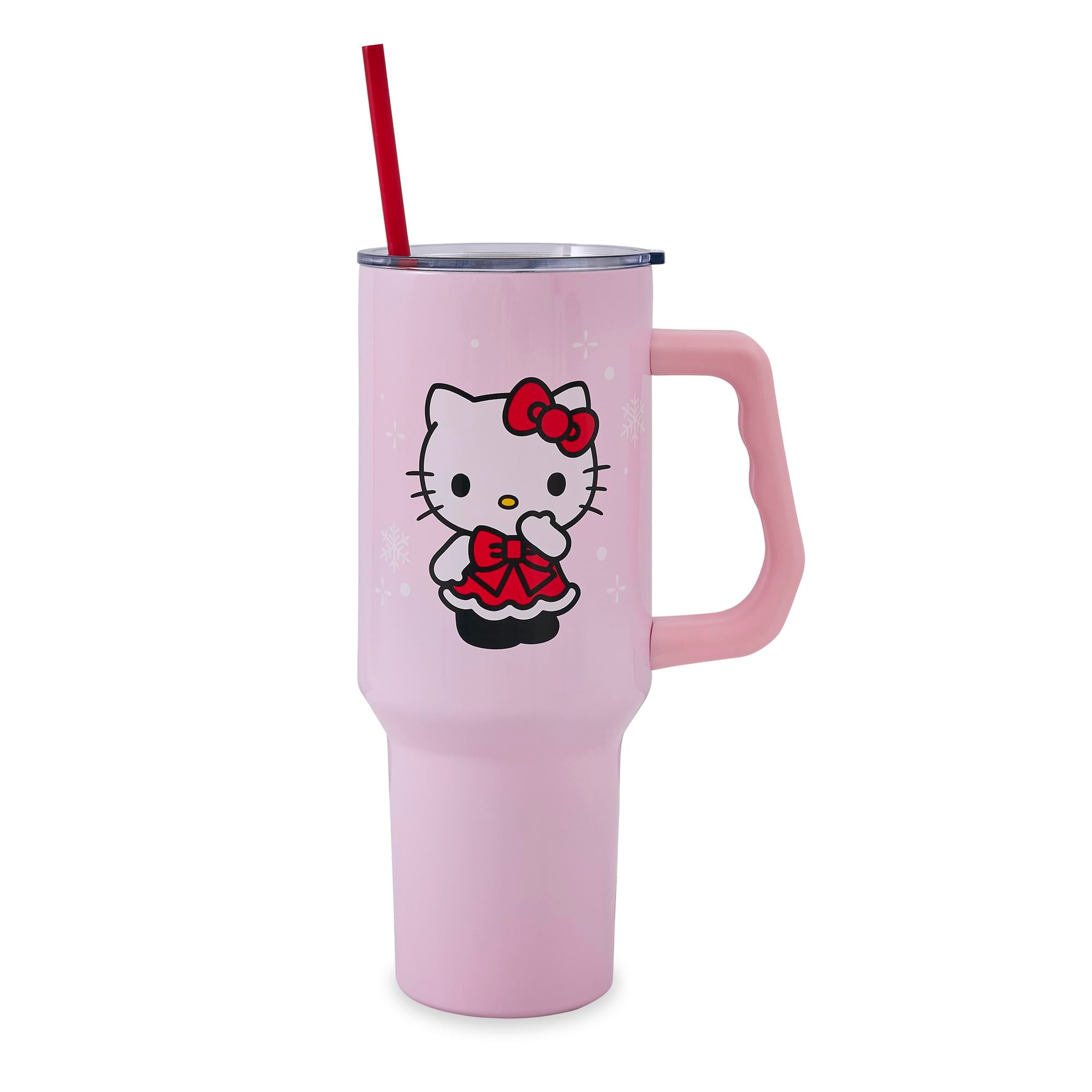 Sanrio Hello Kitty Snowflakes 40-Ounce Stainless Steel Tumbler With Handle and Straw