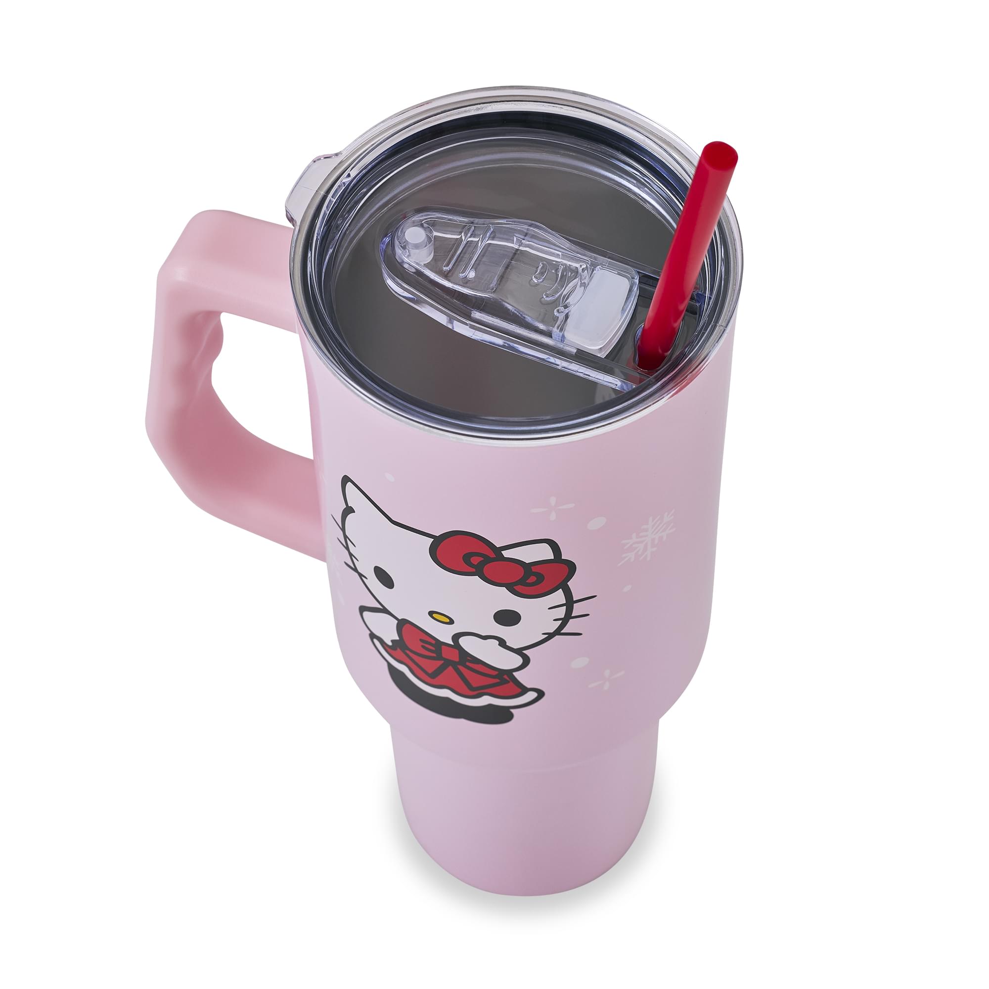 Sanrio Hello Kitty Snowflakes 40-Ounce Stainless Steel Tumbler With Handle and Straw