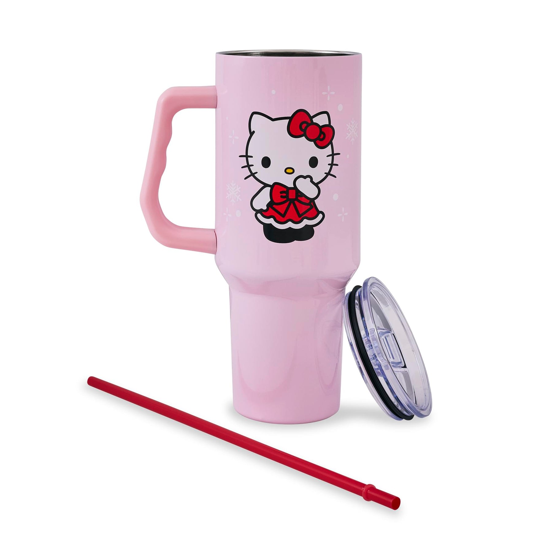 Sanrio Hello Kitty Snowflakes 40-Ounce Stainless Steel Tumbler With Handle and Straw