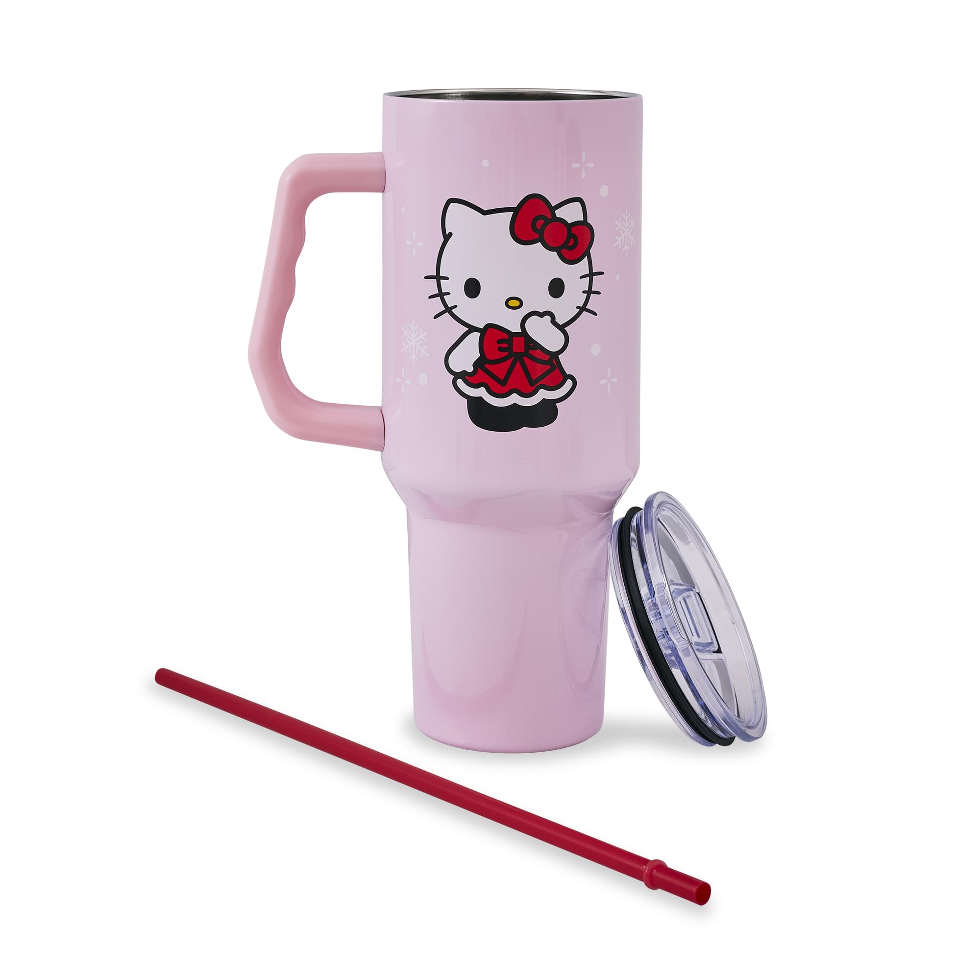 Sanrio Hello Kitty Snowflakes 40-Ounce Stainless Steel Tumbler With Handle and Straw