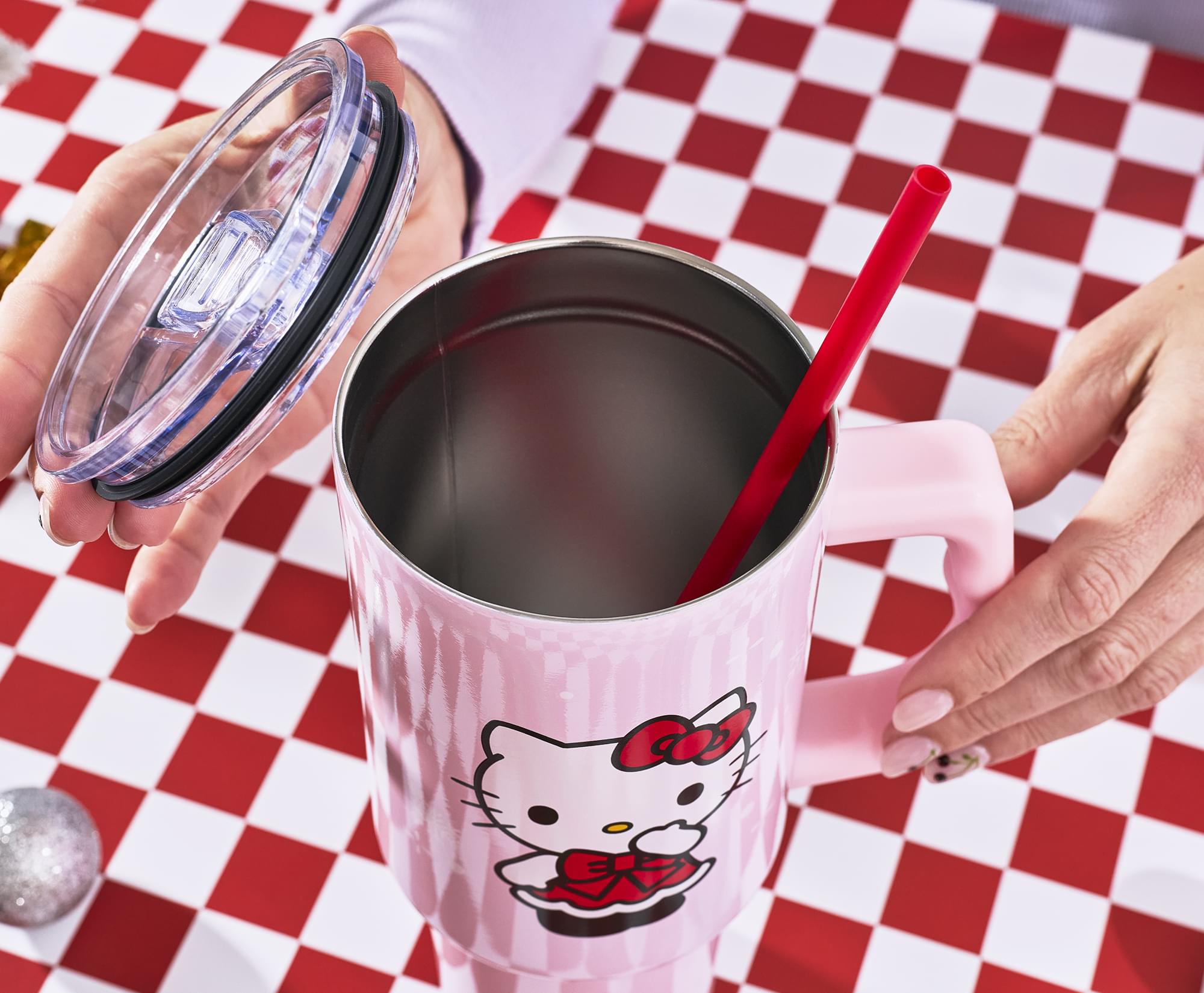 Sanrio Hello Kitty Snowflakes 40-Ounce Stainless Steel Tumbler With Handle and Straw