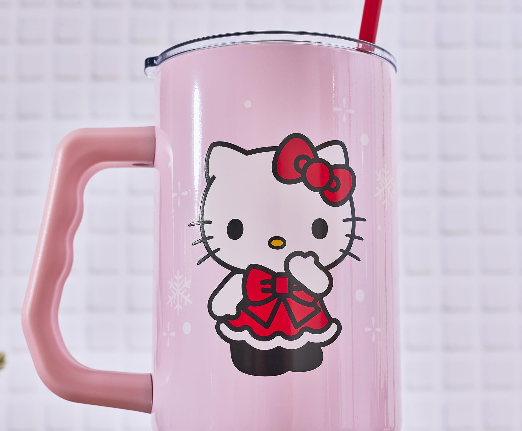 Sanrio Hello Kitty Snowflakes 40-Ounce Stainless Steel Tumbler With Handle and Straw