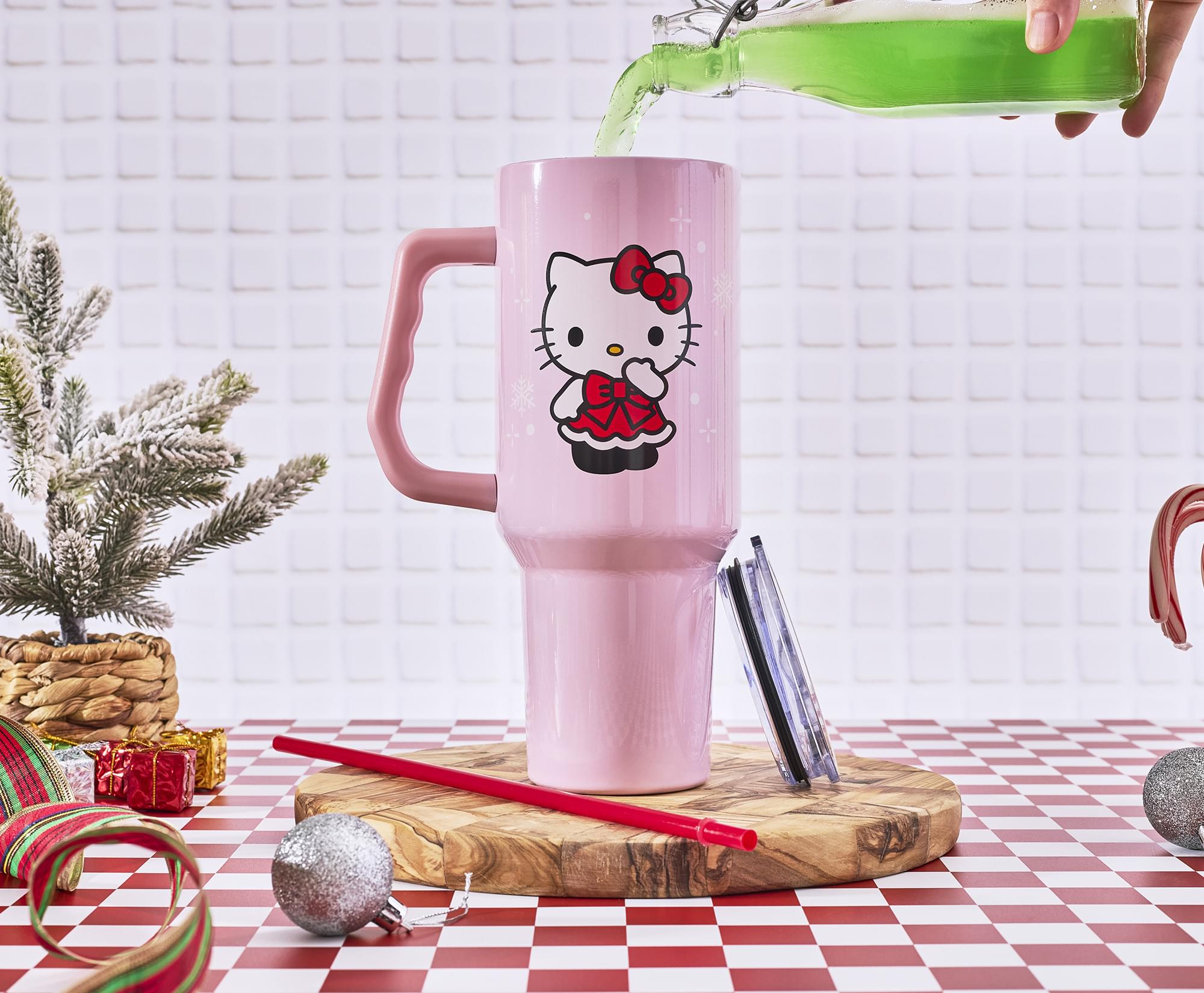 Sanrio Hello Kitty Snowflakes 40-Ounce Stainless Steel Tumbler With Handle and Straw