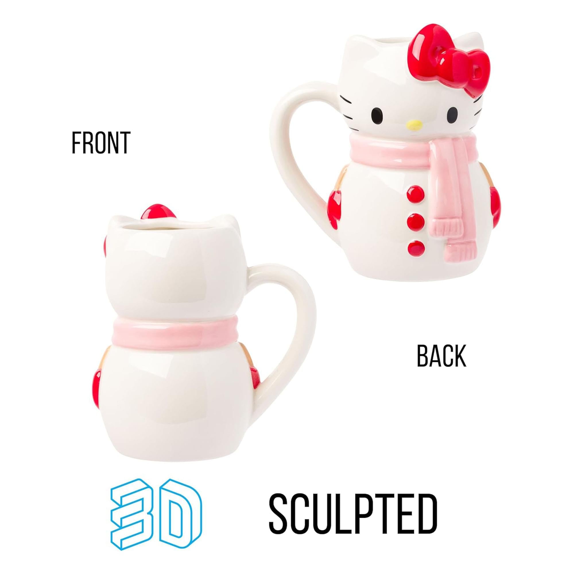 Sanrio Hello Kitty Snowman 20 Ounce 3D Sculpted Ceramic Mug