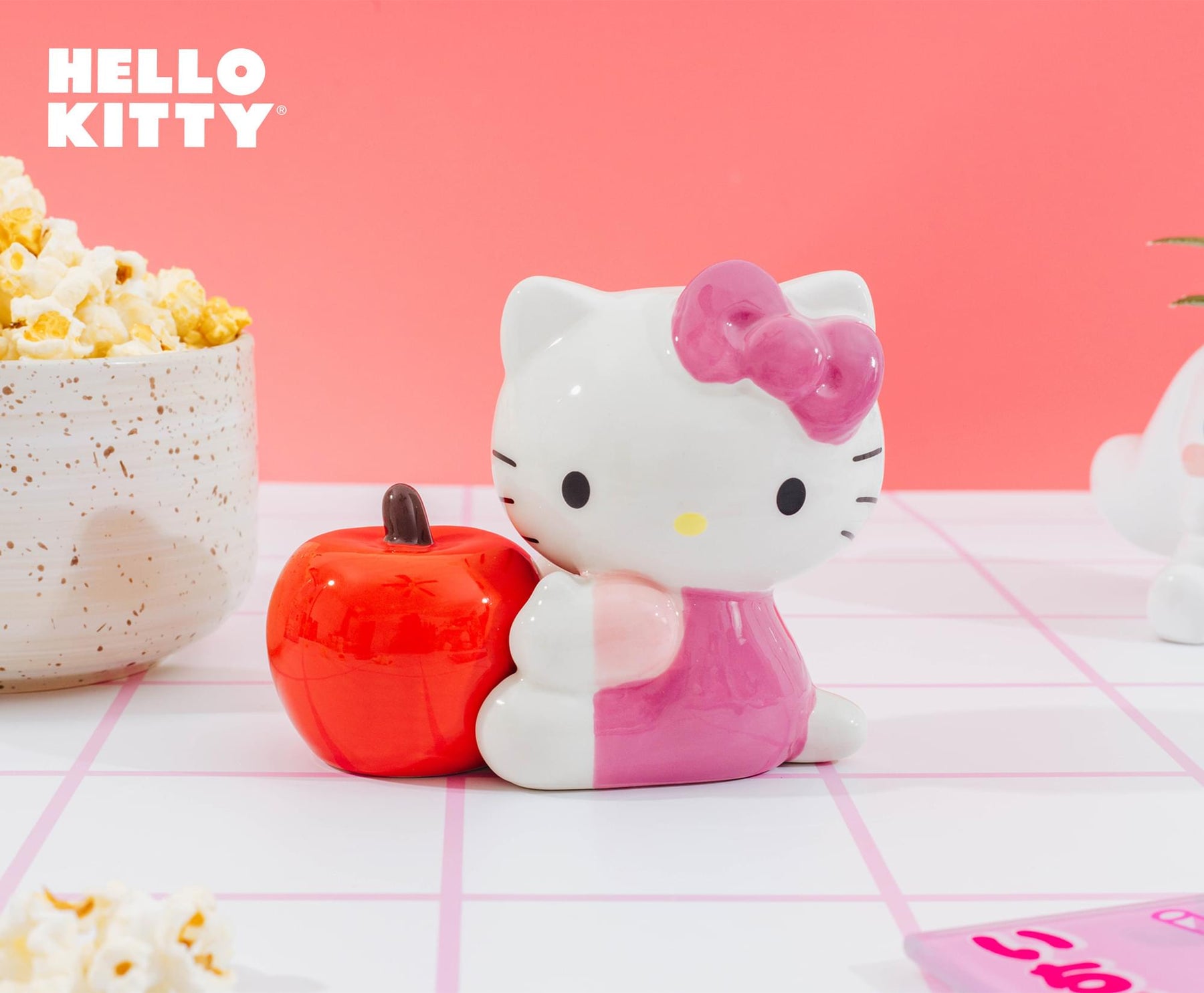 Sanrio Hello Kitty and Apple Ceramic Salt and Pepper Shaker Set