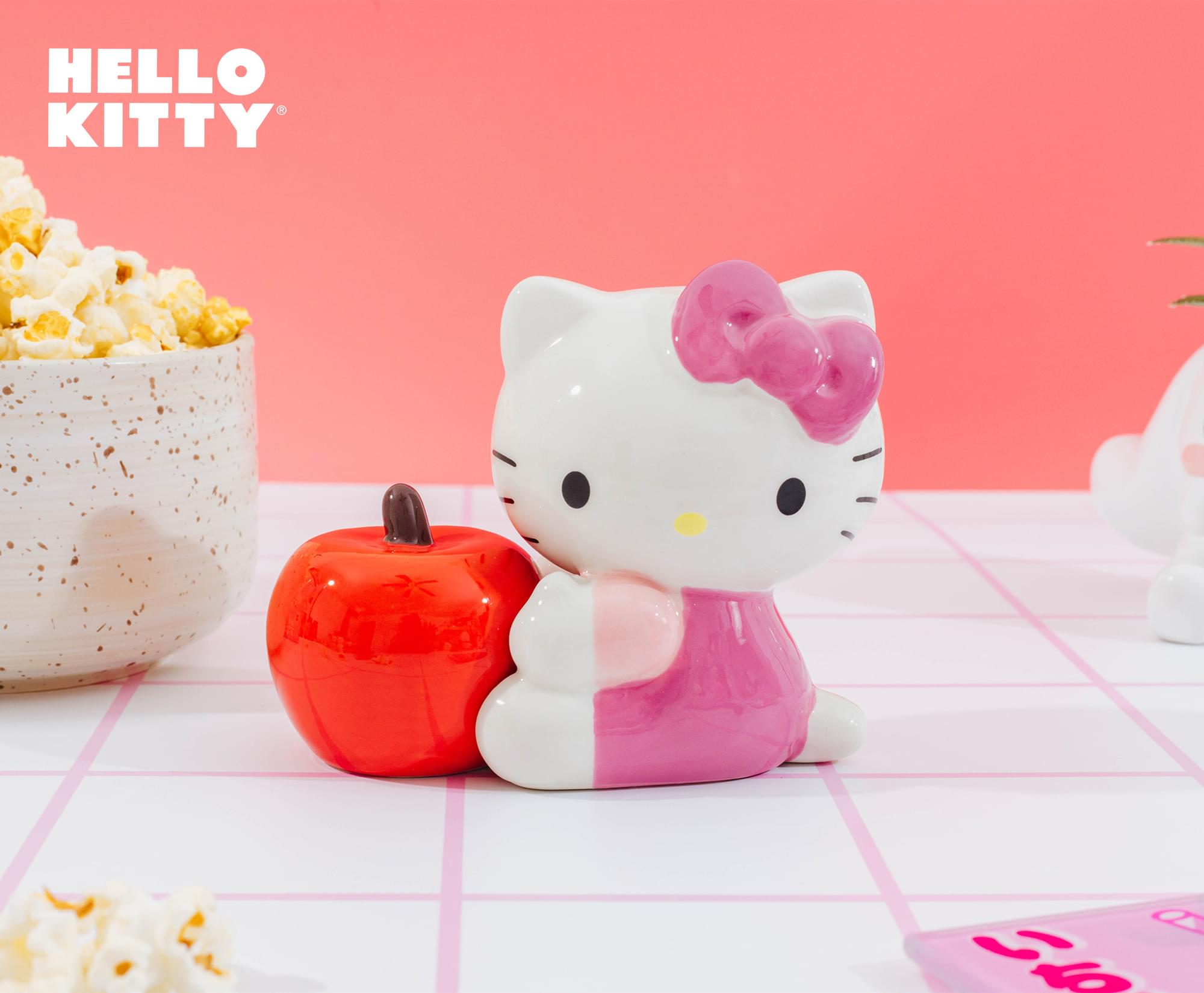 Sanrio Hello Kitty and Apple Ceramic Salt and Pepper Shaker Set