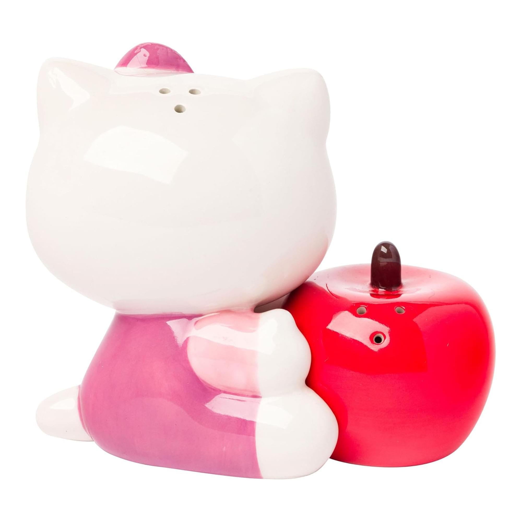 Sanrio Hello Kitty and Apple Ceramic Salt and Pepper Shaker Set