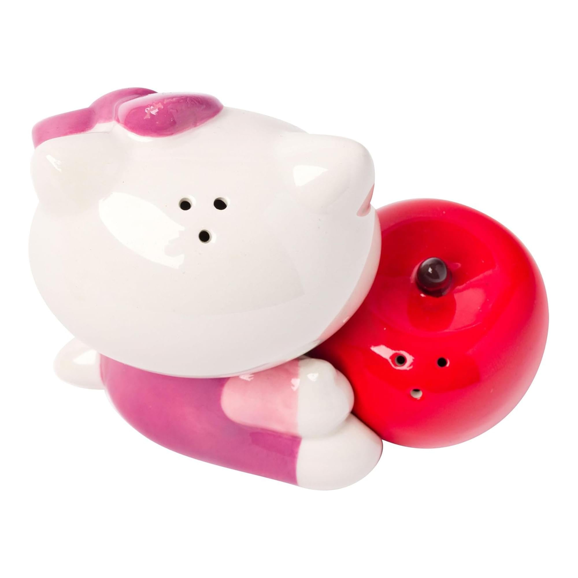 Sanrio Hello Kitty and Apple Ceramic Salt and Pepper Shaker Set