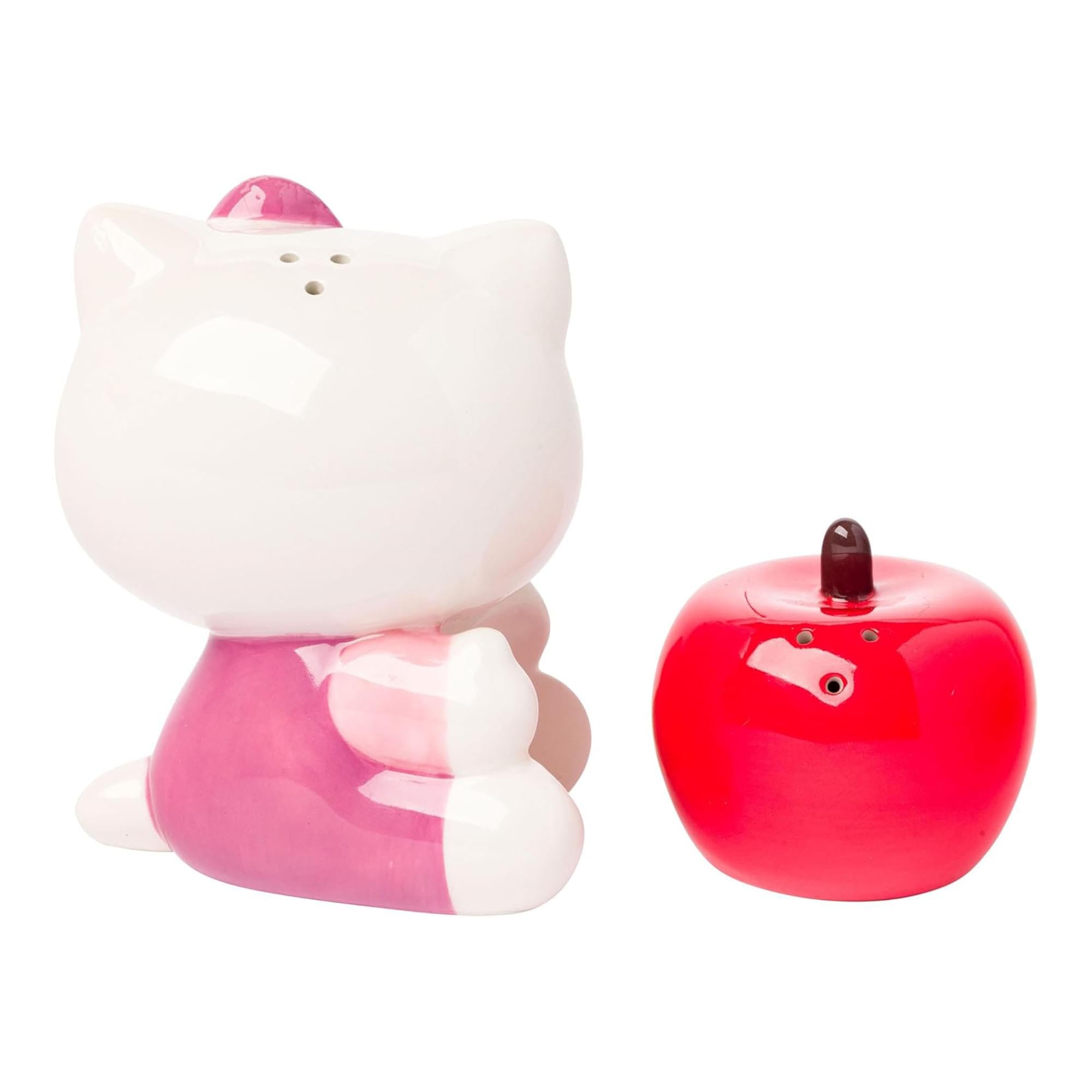 Sanrio Hello Kitty and Apple Ceramic Salt and Pepper Shaker Set