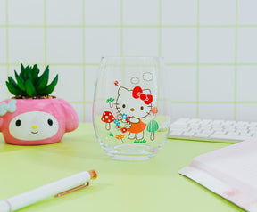 Sanrio Hello Kitty Mushrooms Stemless Wine Glass | Holds 20 Ounces