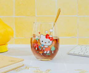 Sanrio Hello Kitty Mushrooms Stemless Wine Glass | Holds 20 Ounces