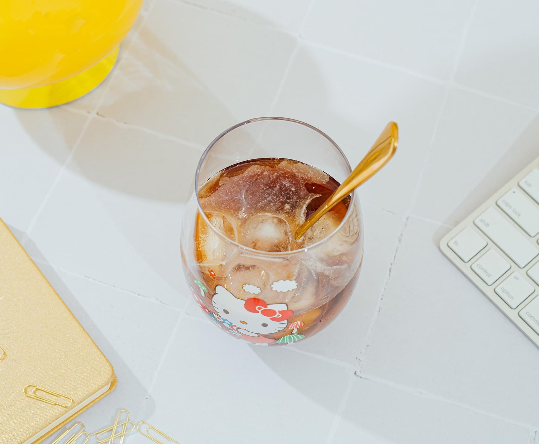 Sanrio Hello Kitty Mushrooms Stemless Wine Glass | Holds 20 Ounces