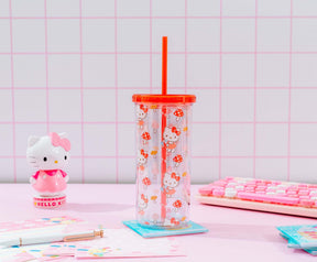 Sanrio Hello Kitty Mushrooms Carnival Cup With Lid and Straw | Holds 20 Ounces